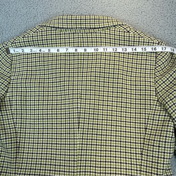 Talbots Blazer Jacket Womens 12 Green Brown Wool Blend Houndstooth Wood Button - Picture 11 of 12